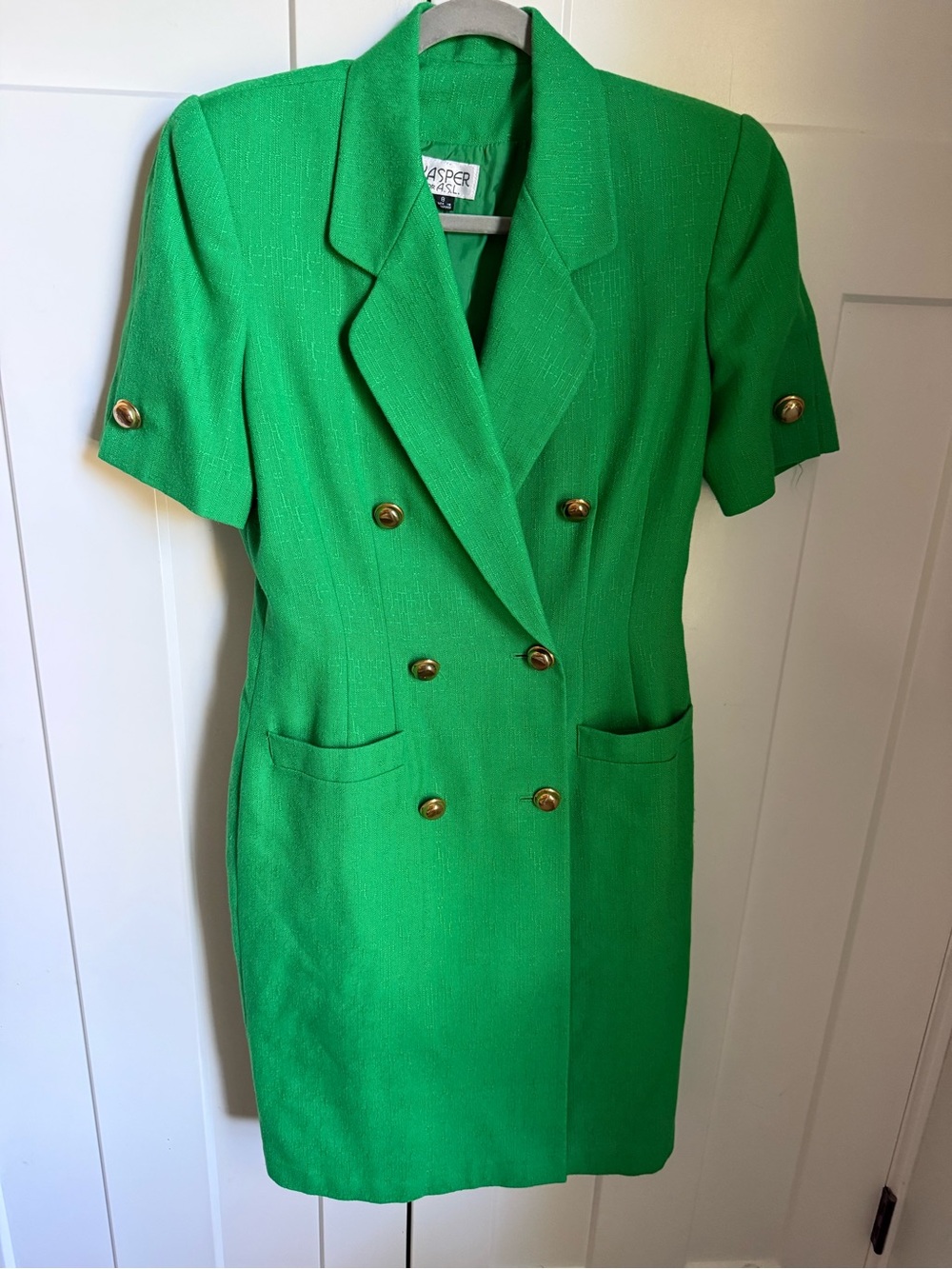 Kasper Emerald Green Double-Breasted Short Sleeve Blazer Dress size 8. Like new. - Picture 2 of 10